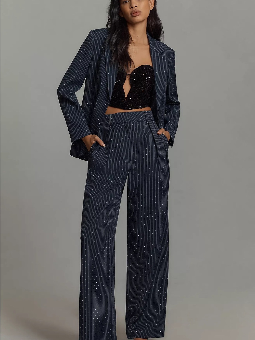 Mare Mare Sparkle Pinstripe Blazer